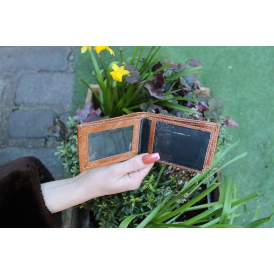 Tiny Wallet Tan Embossed